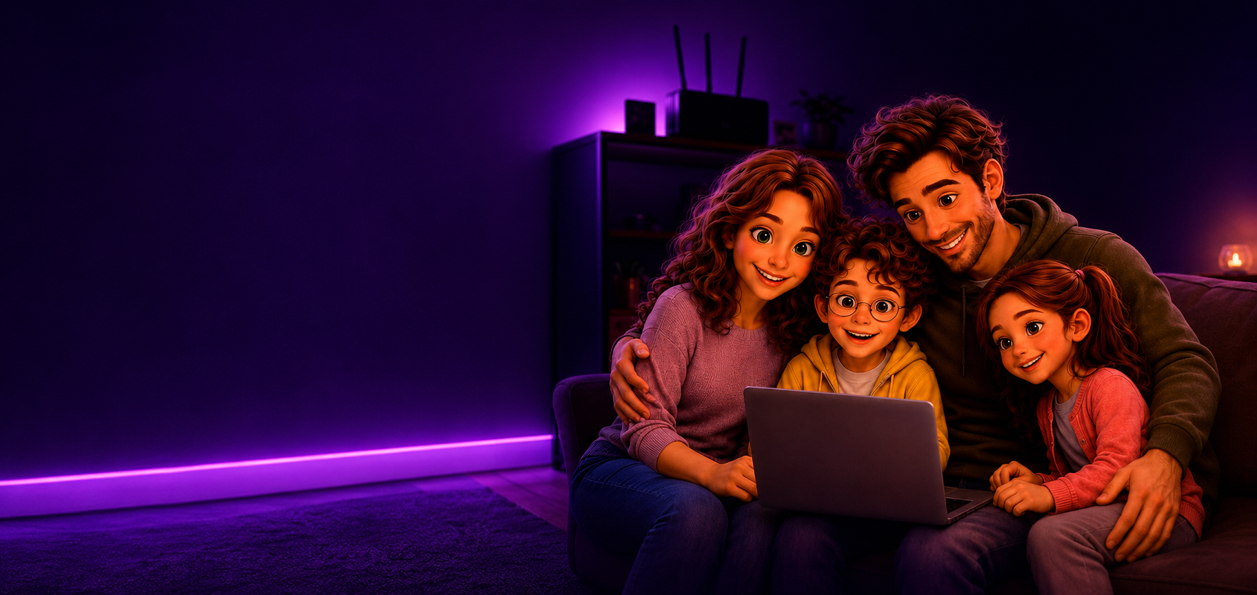 Família conectada com internet FBX