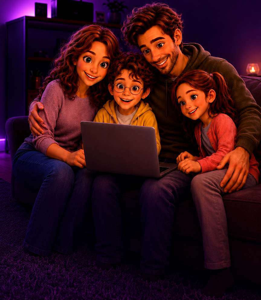 Família conectada com internet FBX